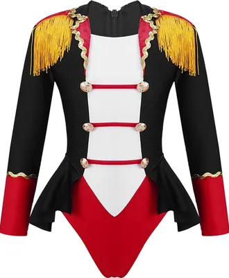 Zdjęcie produktu dla Kostium Circus Ringmaster dla dziewczynek Rozmiar 170-176 cm Body z długim rękawem Całkowity strój Ringmaster Kostium taneczny Impreza karnawałowa