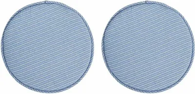 Produktbild von Runde Stuhlkissen für Hocker, für Küche und Esszimmer, Sitzkissen mit Bändern, 2er-Set, rutschfeste Kissen für hohe Hocker, Bistro-Barstühle, Sitzfläche 33 cm, blau gestreift, U5VTYTK