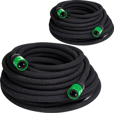 Image de GARDEBRUK® 2x Tuyau d’irrigation microporeux 2x 15m 1/2" répartiteur en T 2 raccords surface sous terre jardin fleurs plantes tuyau goutte à goutte