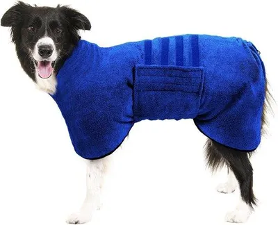 Productafbeelding van Hondenbadjas van microvezel, absorberende handdoek voor honden met verstelbare klittenbandsluiting