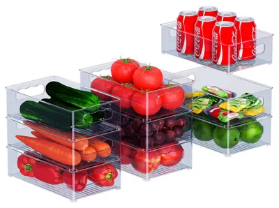 Kühlschrank-Organizer, stapelbar, 9er-Set, Blau/Grau