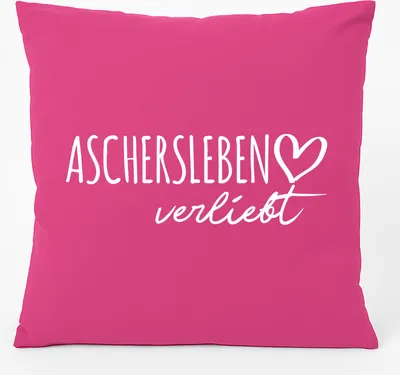 Produktbild von Huuraa Kissen Aschersleben verliebt 40x40cm mit Füllung Fuchsia Baumwolle Dekokissen Geschenkidee