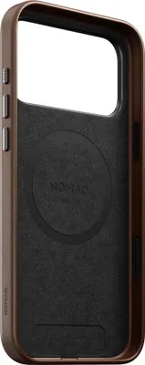 Image de Nomad Traditional cuir coque iPhone 17 Pro Max – Compatible avec MagSafe – Anneau de caméra en aluminium surélevé – Boutons en aluminium anodisé fabriqués à partir de matériaux recyclés - Marron