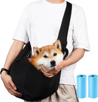 Immagine prodotto di Trasportino per cani - Borsa trasportino per animali domestici - Ideale per passeggiate e viaggi - Regolabile e traspirante - Adatto a cani fino a 15 kg - Colore: nero
