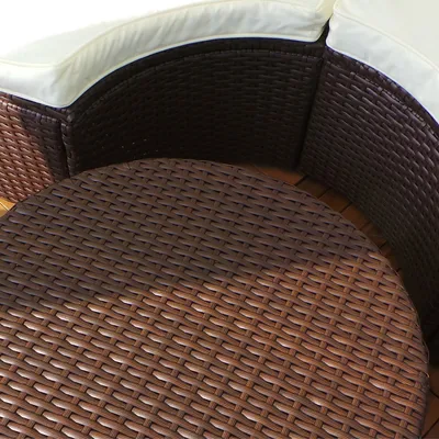 Produktbild von LED - Sonneninsel Rattan Lounge Polyrattan Sitzgruppe Liege Insel 210cm inkl. Abdeckcover