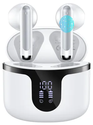Image de Casque Bluetooth Tiuieyin, casque sans fil Bluetooth 5.3 intra-auriculaire avec LED