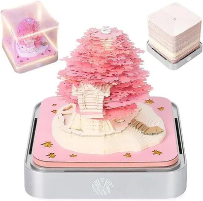 Image de Calendrier de l'avent 2026 - Mini-calendrier de bureau - avec lumière LED - pour enfants - accessoire de bureau - 9,8*9,8*8,5 cm - décoration pour la maison - cadeau pour les fêtes - rose - accessoire de bureau - pour enfants