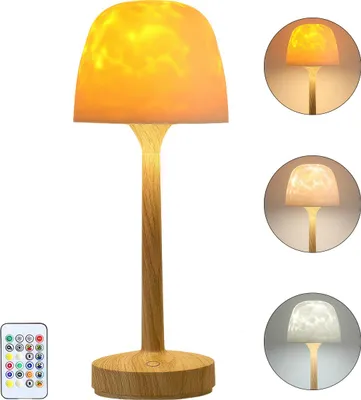 Produktbild von LED Nachtlicht, Tischlampe mit Wasserwellen Effekt, 3600mAh Akku,16-Farben, USB-Laden, kabellos & tragbar