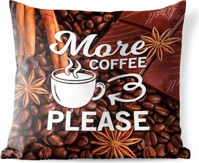 Produktbild von MuchoWow® Outdoor Kissen - Kaffee - Mehr Kaffee bitte - Sprichwörter - Zitate - 45x45 cm - Wetterfest - Lounge Kissen - Fotokissen - Dekoratives Kissen
