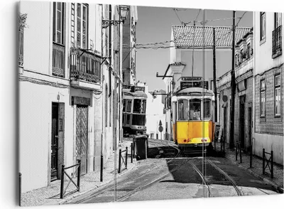 Produktbild von Bild auf Leinwand - Leinwandbild - 3 Teile - Straßenbahn Portugal Lissabon - 165x110cm - Wand Bild - Wanddeko - Wandbilder - Leinwanddruck - Bilder - Wanddekoration - Leinwand bilder - CE165x110-4977