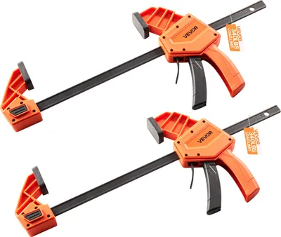Zdjęcie produktu dla Ściski prętowe VEVOR do obróbki drewna 2 szt. Otwór 30,48 cm, zacisk Quick-Grip F z ograniczeniem obciążenia 154 kg, głębokość 84,6 mm, tworzywo sztuczne i stal węglowa, do obróbki metalu pomarańczowy + czarny