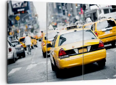 Produktbild von Bild auf Leinwand - Leinwandbild - Taxi Straße New York - 105x70cm - Wand Bild - Wanddeko - Leinwanddruck - Bilder - Kunstdruck - Wanddekoration - Leinwand bilder - Wandkunst - CE105x70-2663