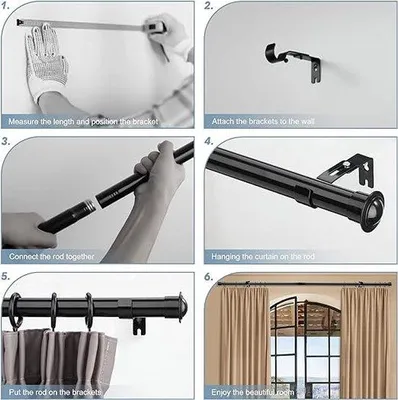 Obrázok produktu pre Kovové tyče na záclony 76–152 cm