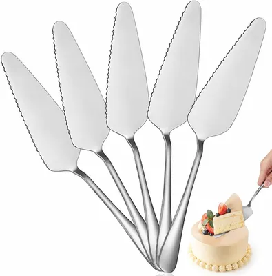Imagen del producto de Juego de 5 piezas de acero inoxidable, que incluye un cortador de pizza y una espátula para tartas, ideal para la cocina
