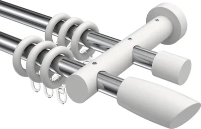 Produktbild von Interdeco Gardinenstange / Vorhangstange Chrom / Weiß, Typ Talena Etta (Ellipse Schräge), 20 mm Ø 2-läufig, 240 cm