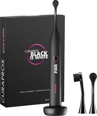 Produktbild von Curaprox Schallzahnbürste Black is white-Hydrosonic Ladegerät Travel-Case