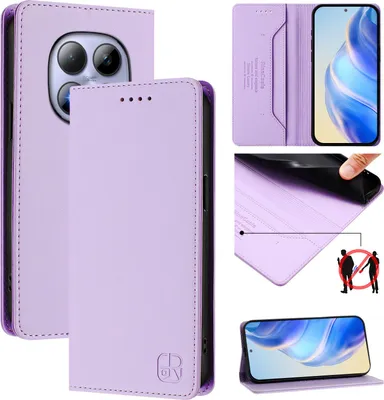 Produktbild von Lederhülle für Xiaomi Redmi Note 15 Pro 5G Hülle Flip Brieftasche Kartenfächern Ständer Schutzhülle Violett
