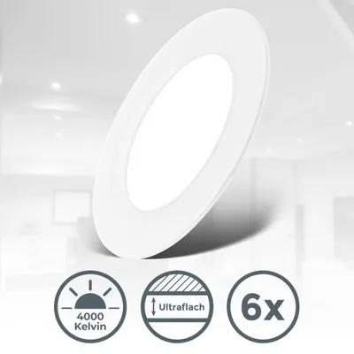 Obrázek produktu pro sada 6 LED vestavných bodových svítidel 230V LED vestavná bodová svítidla plochá neutrální bílá