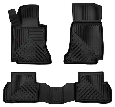 Produktbild von Gummi-Fußmatten für Mercedes Klasa C W205 2014-2021 (Kombi/Limousine) – 4-tlg, Schwarz, passgenau