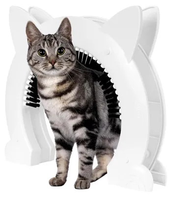 Produktbild von Katzenklappe mit integrierter Polyesterbürste: Freilauftür für Haustiere, Schiebetüren, wetterfeste Haustiertür