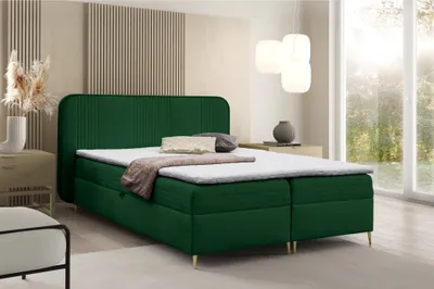 Produktbild von Boxspringbett Schlafzimmerbett ALIZE 200x200cm Stoff Fresh Flaschengrün