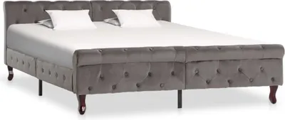 Image de Cadre de lit sans matelas gris velours 160x200 cm