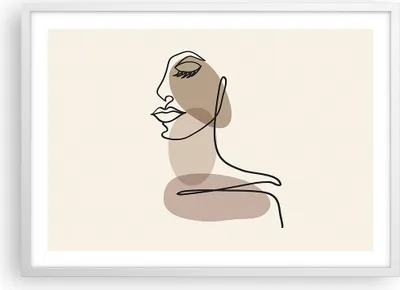 Produktbild von Gerahmtes Poster - Weißer Rahmen - Zeichnung einzeilig Frau - 70x50 cm - Wand Bild - Wanddeko - Wandbilder - Kunstposter - Wandposter - Bilderrahmen - Bilder - Kunstdruck - P2WAA70x50-4612