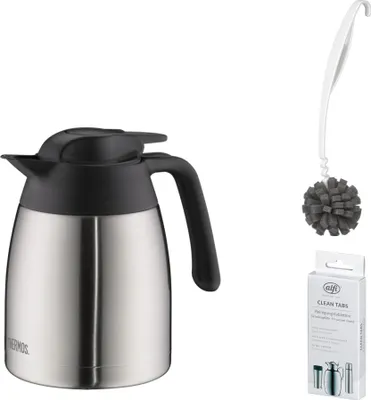 Immagine prodotto di THERMOS THV 1,00 l Isolierkanne 1,0l stainless steel mat – Vorteilsset mit Reinigungsbürste CLEAN FIX 30 cm | HAN 4026205100 | EAN 5010576929488