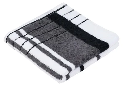 Produktbild von GÖZZE Berlin Streifen Duschtuch saugstarkes hautfreundliches Baumwoll-Duschtuch mit klassischem Streifenmuster Anthrazit / Schwarz 70 x 140 cm