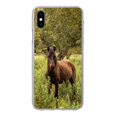 Produktbild von MuchoWow® Handyhülle Schutzhülle Hülle für iPhone Xs Pferd - Wald - Gras Silikon Softcase Handy Hülle - Handytasche