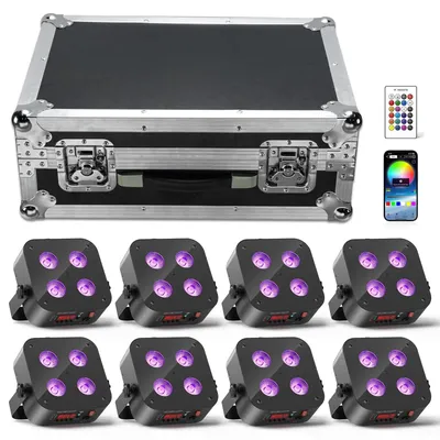 Produktbild von Mini-LED-PAR-Lampen-Set – Drahtlose LED-Bühnenbeleuchtung – Wiederaufladbare DJ-Lampen – RGBWA-UV-Licht