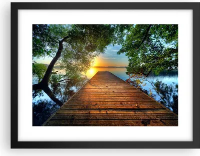 Produktbild von Gerahmtes Poster - Schwarzer Rahmen - Brücke See - 40x30 cm - Wand Bild - Wanddeko - Wandbilder - Kunstposter - Wandposter - Bilderrahmen - Bilder - Kunstdruck - Wandbild - P2BAA40x30-3528