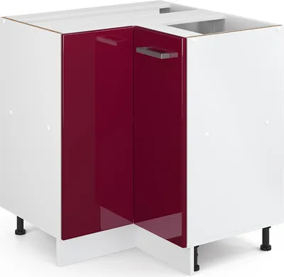 Obrázok produktu pre Vicco rohová spodná skrinka R-Line, 75,6 cm bez pracovnej dosky, Bordeaux vysoký lesk/biela