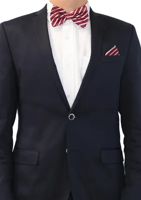 Produktbild von Fabio Farini - 2 Stück Herren Fliegen Set mit Einstecktuch - Männer Querbinder Vorgebunden Dunkelrot/Silber
