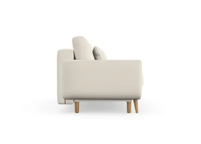 Produktbild von Harris 3-Sitzer-Sofa mit Schlaffunktion, Massivholzkonstruktion, skandinavischer Stil, Hohe Beine aus Eichenholz, gewachst, Chenille-Stoff Puente 03 Creme