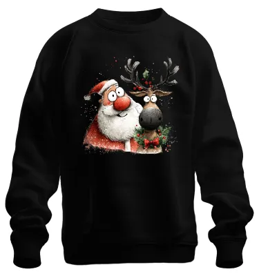 Immagine prodotto di Babbo Natale Renna Rudolph divertente regalo di Natale unisex felpa pullover, nero, XL