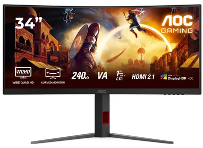 Obrázek produktu pro AOC CU34G4Z 34" herní monitor 21:9 zakřivený VA displej, 0,5 ms MPRT, 240 Hz WQHD 3440x1440 pixelů