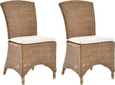 Zdjęcie produktu dla KRINES HOME zestaw 2 rattanowych krzeseł do jadalni rattanowe krzesło do jadalni wiklinowe krzesło do jadalni (vintage brązowy)