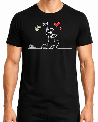 Imagen del producto de Camiseta para hombre, diseño "La Linea Balum Strichmännchen" de Osvaldo Cavandoli, color , talla L