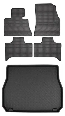 Produktbild von Gummimatten + Kofferraumwanne für BMW X5 E53 2003-2006 (Standard-Kofferraum) – Schwarz, passgenau – Wielganizator SolidPRO