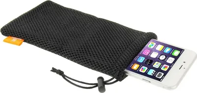 Image de wortek Etui universel pour téléphone portable Nylon Mesh Sac en filet | 18,5cm x 9cm | pour tout smartphone / téléphone portable / iPhone | Noir