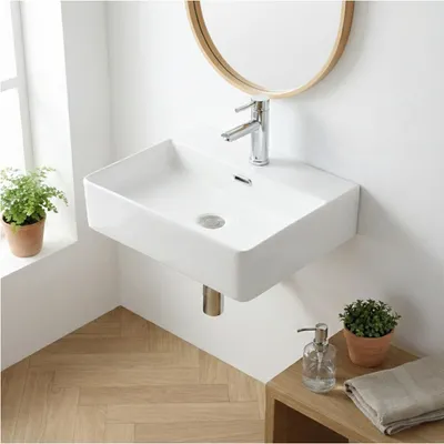 Immagine prodotto di Lavabo rettangolare in Vetroceramica bianca ALBA 50x42cm