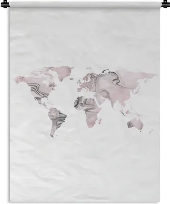 Produktbild von MuchoWow® Wandteppich Wandbehang Weltkarte - Farbe - weiß 90x120 cm Tapisserie Dekoration Wandtuch - Wanddeko