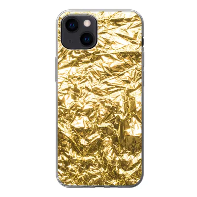 Produktbild von MuchoWow® Handyhülle Schutzhülle Hülle für iPhone 13 mini Goldfolie mit faltiger Textur Silikon Softcase Handy Hülle - Softcase
