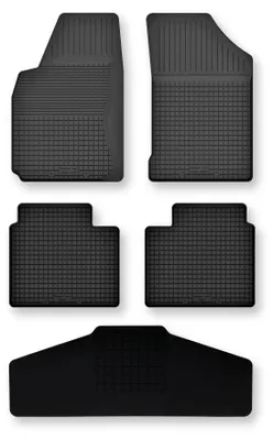 Productafbeelding van Rubberen automatten + tunnelmat voor Ford Ranger 2012-2019 – 5-delig, zwart, op maat – Wielganizator Semi-Universal