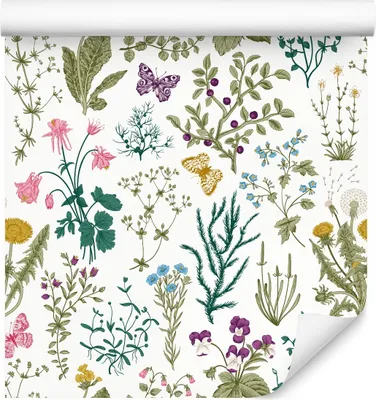 Produktbild von 10m VLIES TAPETE Rolle Natur Pflanzen Blumen Schmetterlinge Flora Motiv XXL