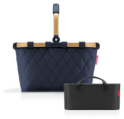 Produktbild von reisenthel Einkaufskorb carrybag frame rhombus midnight gold BK4111 + Organizer schwarz