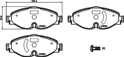 Produktbild von HELLA 8DB 355 023-171 Bremsbeläge Satz Vorne Bremsklötze für VW Golf VII Schrägheck (5G1, BQ1, BE1, BE2) Passat Variant (3G5, CB5) Golf VII Variant