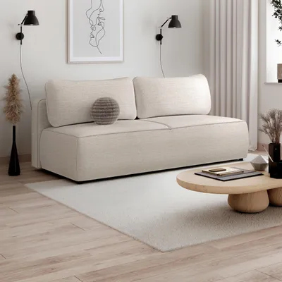 Produktbild von Beautysofa Schlafsofa DARLING 2-Sitzer 210 cm Beige, DL-System, Bettkasten, Bonellfederung, Liegefläche 145x200 cm
