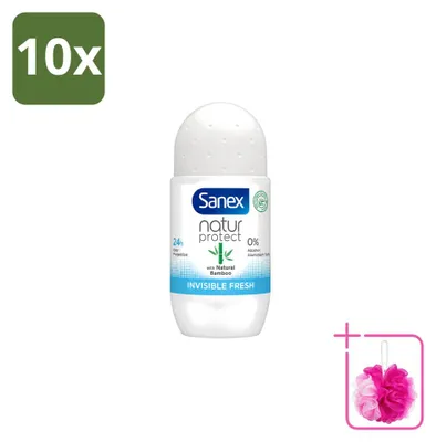 Obrázok produktu pre 10 kusov deodorantu Sanex Deo Roll-on Bamboo Invisible Fresh - 50 ml - Balenie s 10 kusmi